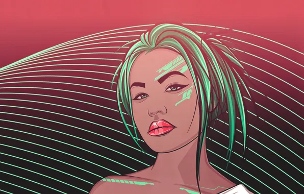 Girl, Minimalism, Music, Background, Art, 80s, Illustration, Yoko