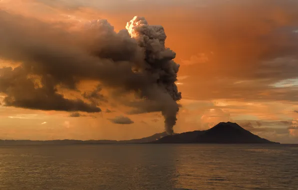 Wallpaper, the volcano, The eruption, Tavurvur, Papua New Guinea
