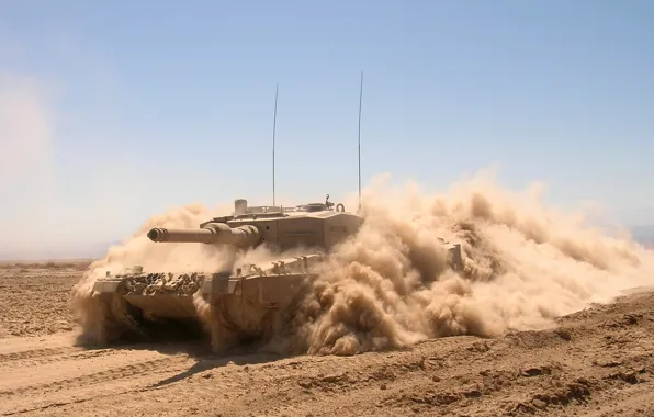 Picture dust, tank, combat, armor, Leopard 2 A4