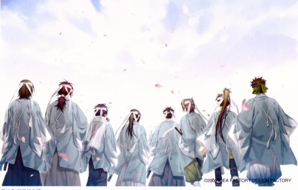 Katana, war, white background, kimono, men