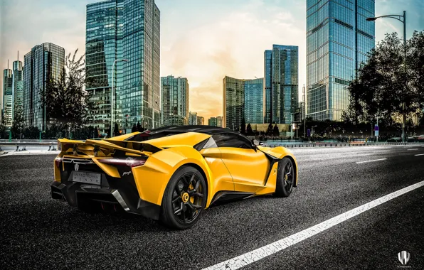 Picture Auto, Yellow, The city, Rendering, Supercar, Concept Art, Sports car, SuperSport