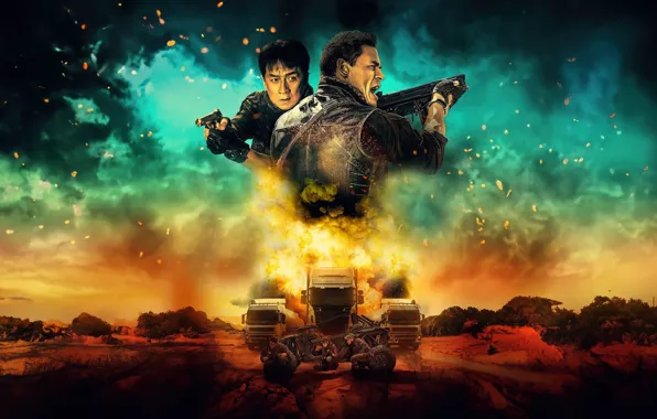 Machine, weapons, poster, Jackie Chan, Jackie Chan, John Cena, John Cena, It couldn't be cooler