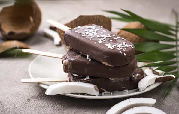 Coconut, ice cream, Popsicle