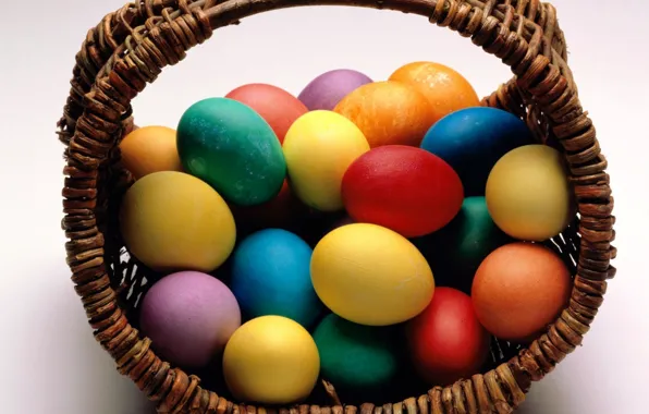 Basket, Easter, eggs dyed