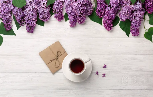 Flowers, flowers, lilac, romantic, coffee cup, lilac, a Cup of coffee