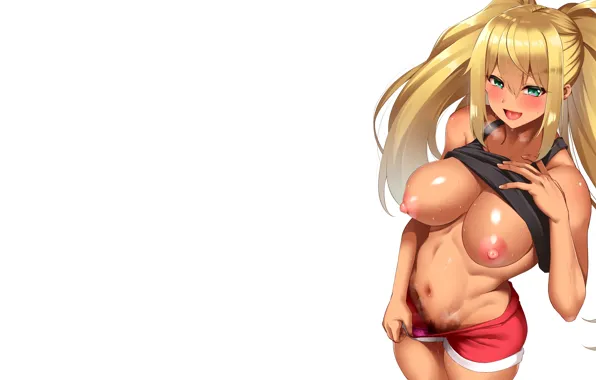 Girl, sexy, nipples, boobs, anime, pretty, erotic, blonde