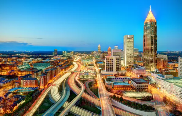 Road, the sky, lights, Atlanta, GA