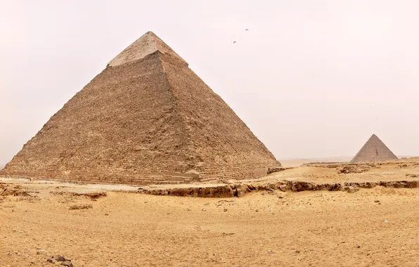 Picture sand, the sky, birds, desert, Egypt, pyramid