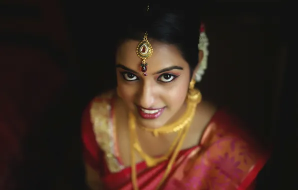 Picture eyes, girl, ritual, the bride, wedding, makeup. decoration