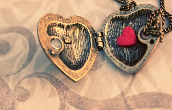 Picture macro, metal, pendant, chain, heart, suspension, sash