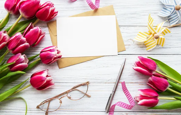 Flowers, tulips, the envelope, Olena Rudo