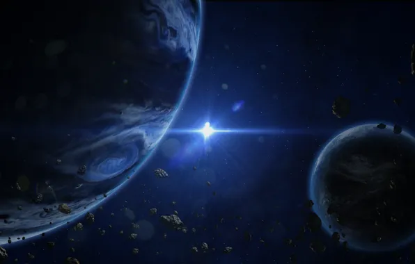 Space, star, planet, asteroids