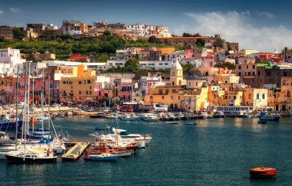 Picture sea, landscape, home, boats, Italy, Alexander the Silent