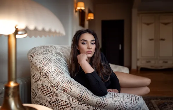 Look, girl, pose, room, sofa, Andrew Stankūnas