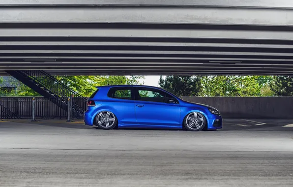 Picture blue, tuning, volkswagen, side, Golf, golf, low