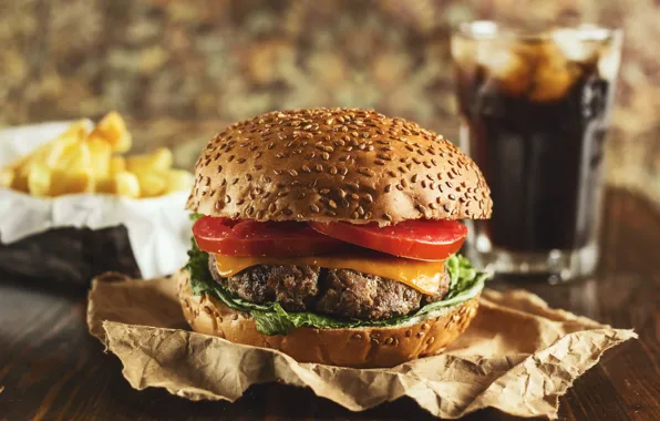 Greens, paper, vegetables, Patty, buns, Burger
