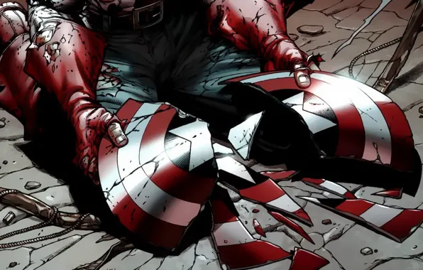 Picture fantasy, Marvel, comics, Captain America, hands, broken, artwork, superhero