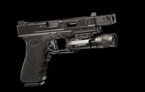 Gun, flashlight, Glock, Austrian, self-loading