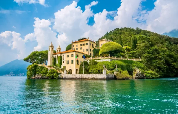 Lake, the building, island, Italy, Italy, lake Como, Lombardy, Lombardy