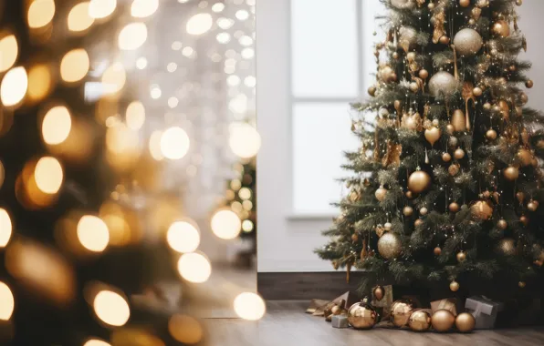 Balls, Christmas, New year, tree, gold plated, herringbone, elegant, gold