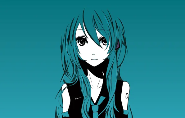 Girl, Hair, Anime, Vocaloid, Blue background, Eyes.