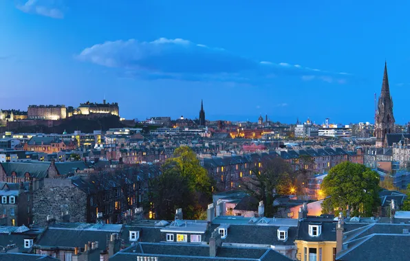 Picture lights, the evening, Scotland, UK, twilight, Edinburgh