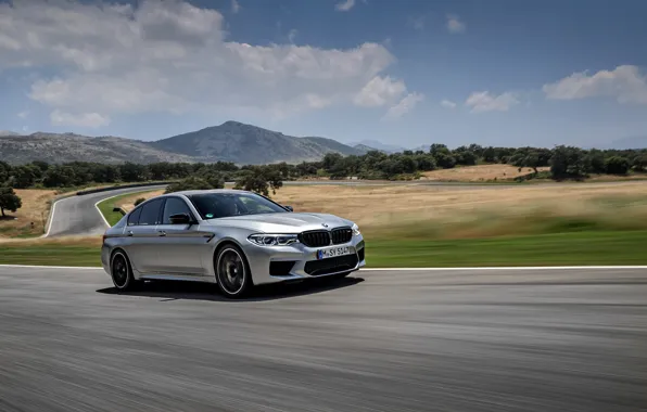 Picture asphalt, grey, speed, track, BMW, sedan, 4x4, 2018