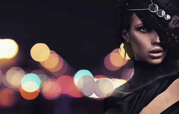 Picture girl, style, hat, bokeh