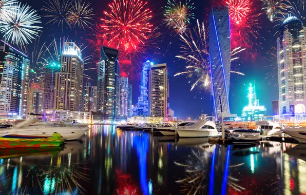 Picture night, skyscrapers, salute, Dubai, Dubai, Emirates, UAE, UAE