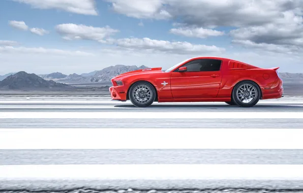 Picture red, Mustang, Ford, Shelby, GT500, Mustang, profile, red