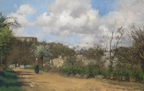 Picture road, landscape, picture, Camille Pissarro, The view from Louisiana