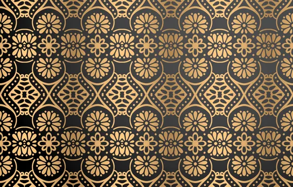 Background, pattern, texture, ornament, Vintage, Gold, Floral