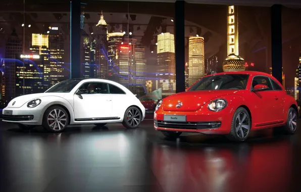 Picture machine, auto, white, red, Volkswagen
