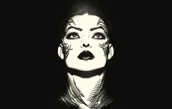 Picture girl, face, black, witch, Witchblade