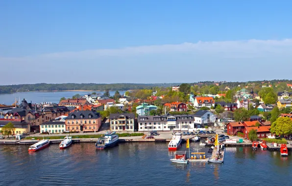 The city, coast, pier, pierce, Sweden, Vaxholm