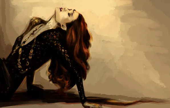 Girl, hair, figure, art