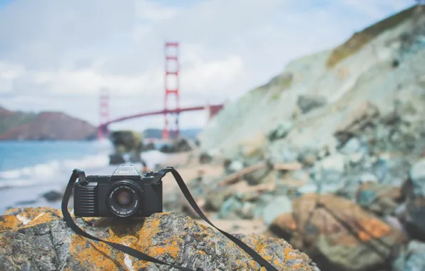 Bridge, stones, camera, the camera, lens, canon