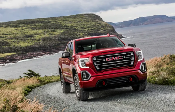 Picture red, rocks, pickup, GMC, Sierra, AT4, 2019