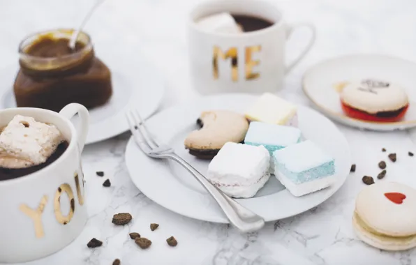 Coffee, Cup, marshmallows