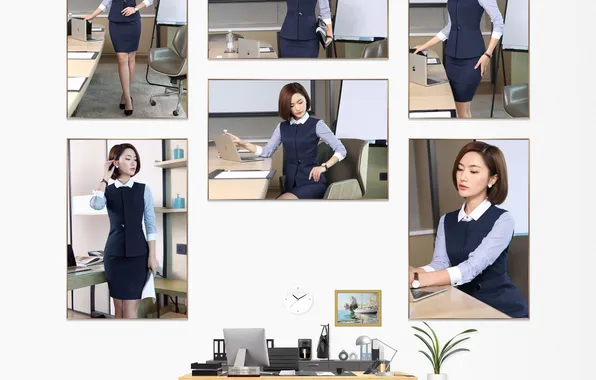 Office, desk, business suit, business woman, sales team leader