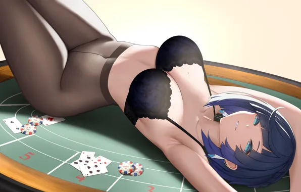 Card, girl, chips, lies, Genshin Impact, poker table, Yelan