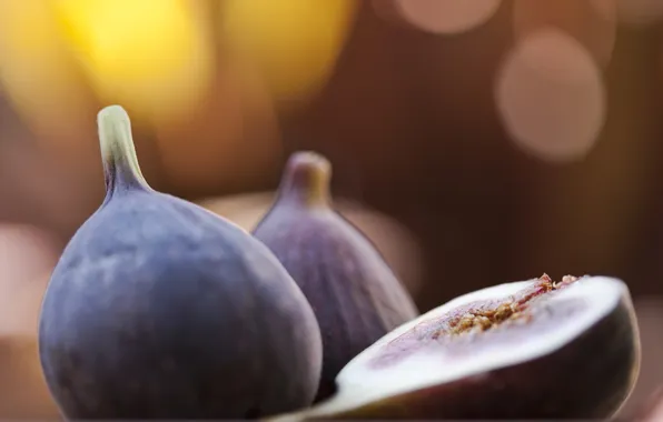 Macro, table, fruit, figs