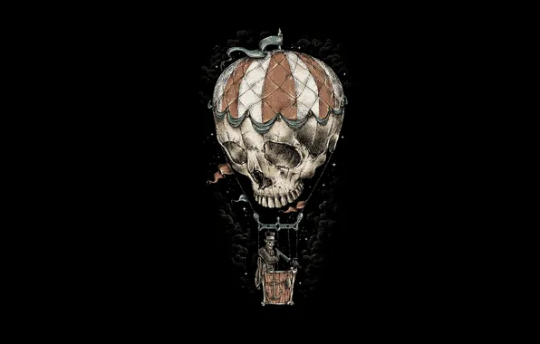 Balloon, basket, skull, skeleton