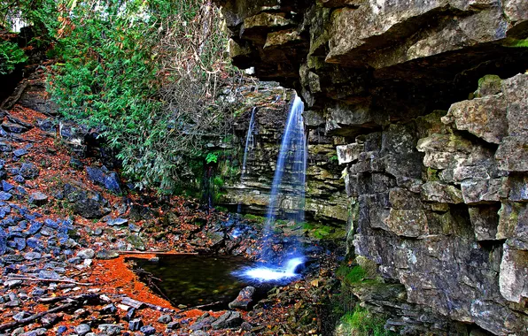 Stream, stones, rocks, waterfall
