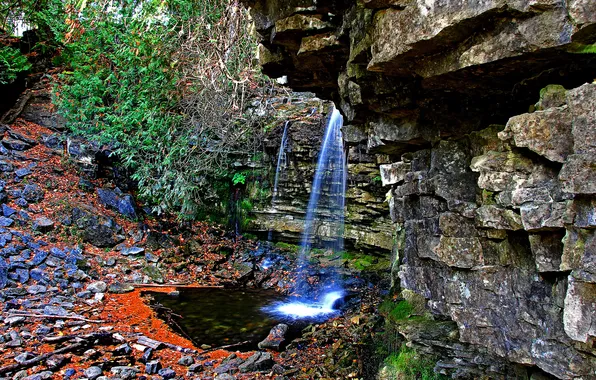 Picture stream, stones, rocks, waterfall