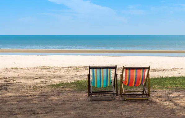 Sand, sea, beach, summer, chaise, summer, beach, sea