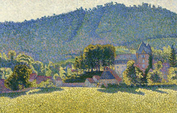 Landscape, picture, 1887, Paul Signac, pointillism, Paul Signac, Comble-Le-Chateau. Valley