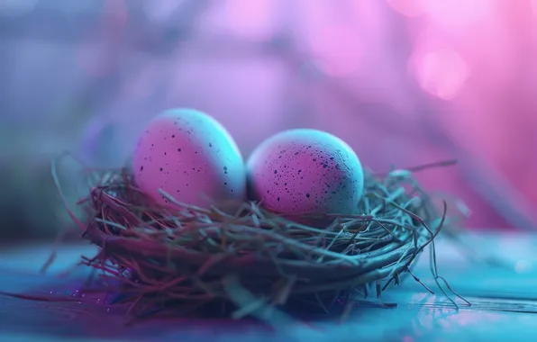 Light, holiday, eggs, Easter, socket, lilac, bokeh, lilac background