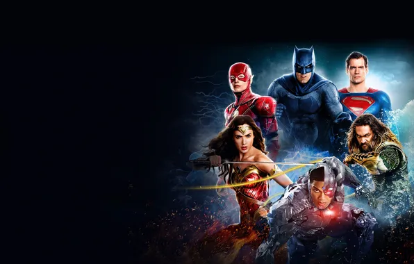 Black background, Wonder Woman, poster, Batman, Ben Affleck, comic, Superman, superheroes