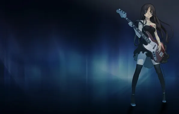 Girl, music, guitar, anime